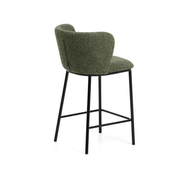 Tmavozelená čalúnená barová stolička (výška sedadla 65 cm) Ciselia – Kave Home-image-4