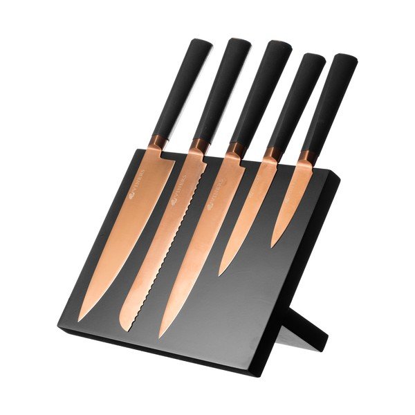 Sada 5 nožov so stojanom Titan Copper