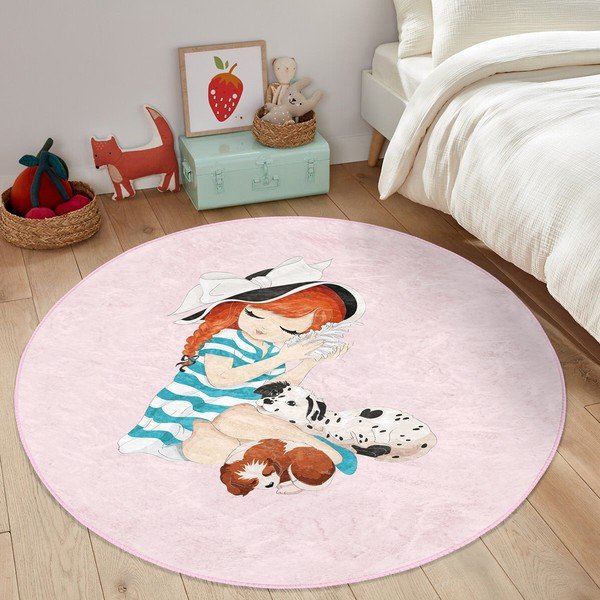 Ružový detský koberec ø 120 cm Comfort – Mila Home-image-3