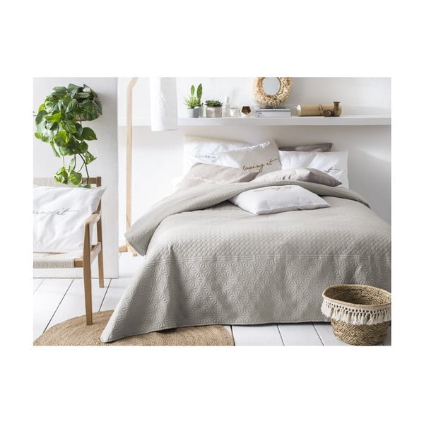 Béžovo-sivý pléd cez posteľ Slowdeco Buenos, 170 × 210 cm