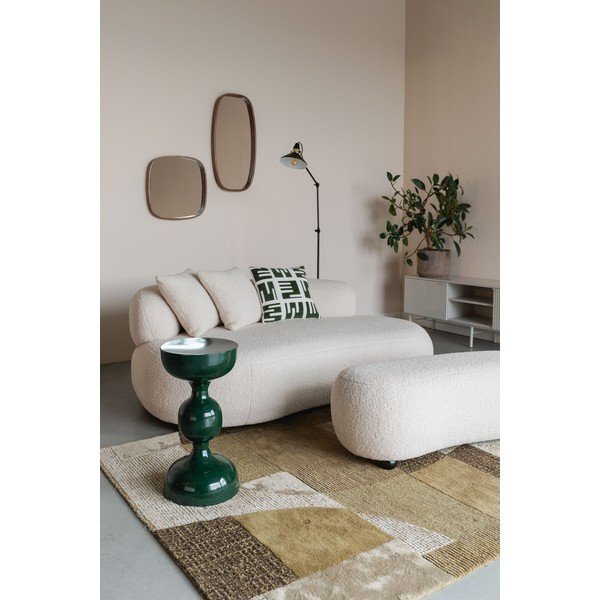 Krémovobiela polstrovaná lavica z textílie buklé Noxx – White Label-image-1