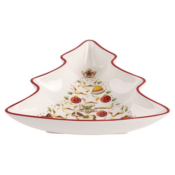 Červeno-biela porcelánová servírovacia miska v tvare vianočného stromčeka Villeroy & Boch Tree, 17,5 x 16,5 cm-image-1