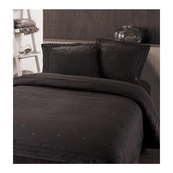 Tmavosivé obliečky z mikroperkálu na dvojlôžko Sleeptime Rio, 240 × 220 cm