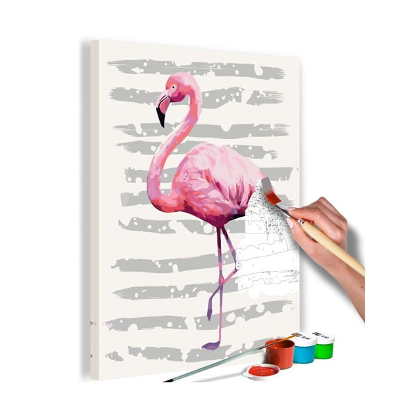 DIY set na tvorbu vlastného obrazu na plátne Artgeist Flamingo, 40 × 60 cm