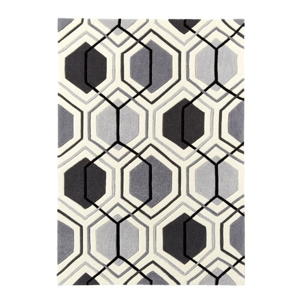 Sivý ručne tuftovaný koberec Think Rugs Hong Kong Hexagon Grey, 150 × 230 cm