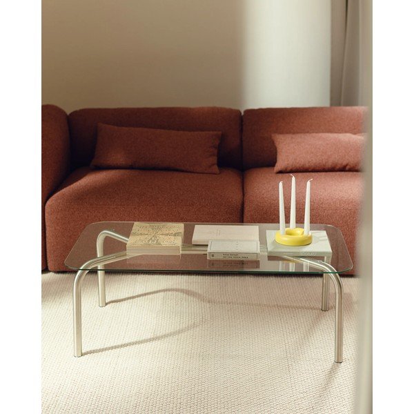 Konferenčný stolík so sklenenou doskou v striebornej farbe 60x110 cm Uku – noo.ma-image-1