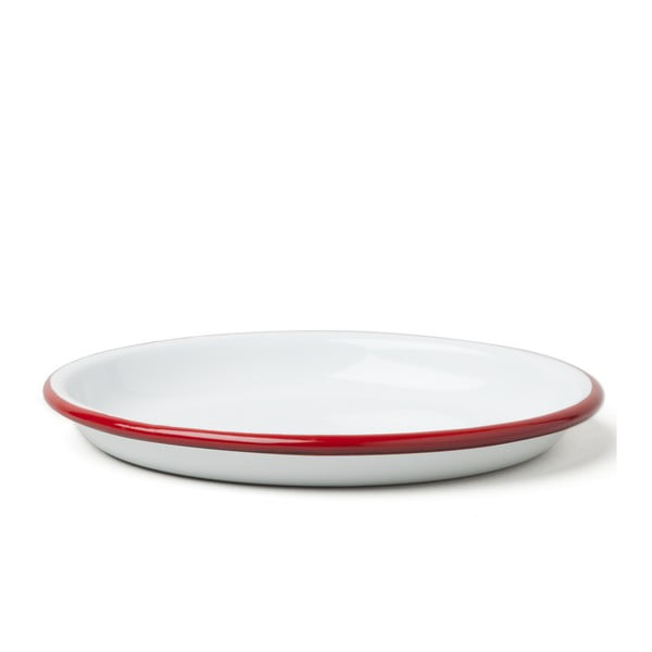 Veľký servírovací smaltovaný tanier s červeným okrajom Falcon Enamelware, ø 14 cm