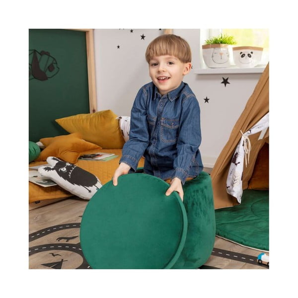 Čierny zamatový detský puf Posh Velvet – Yellow Tipi-image-2