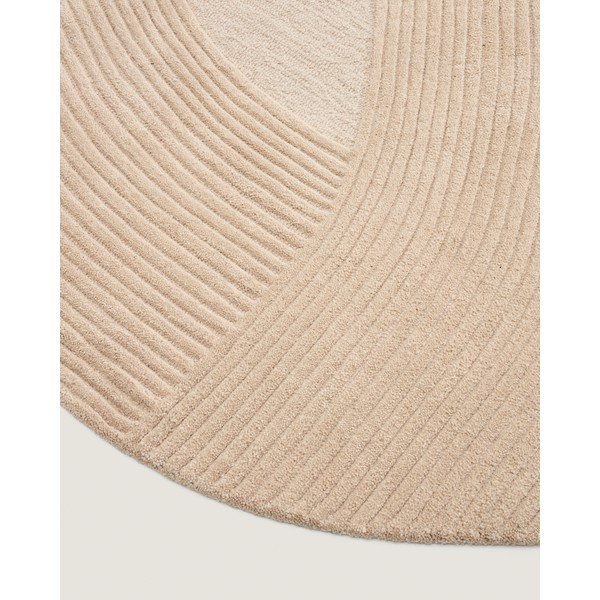 Krémový ručne tkaný vlnený okrúhly koberec ø 200 cm Domm – Kave Home-image-4