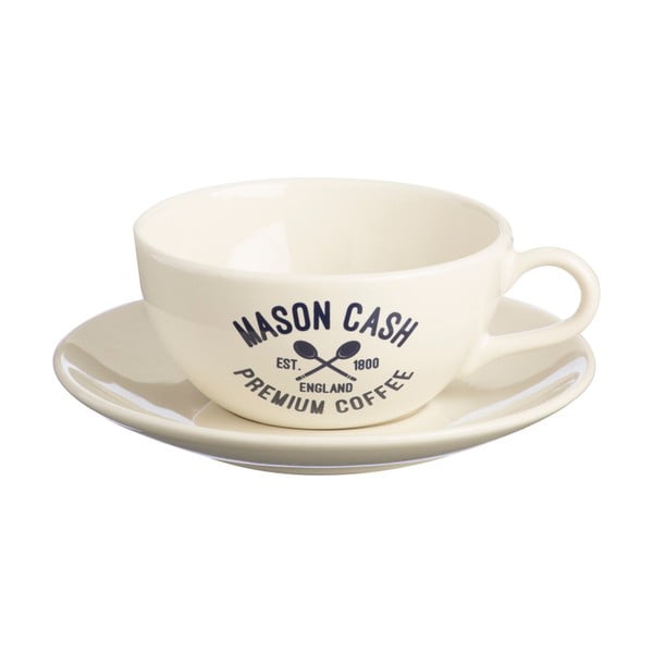 Biela šálka s tanierikom Mason Cash Varsity Cappuccino