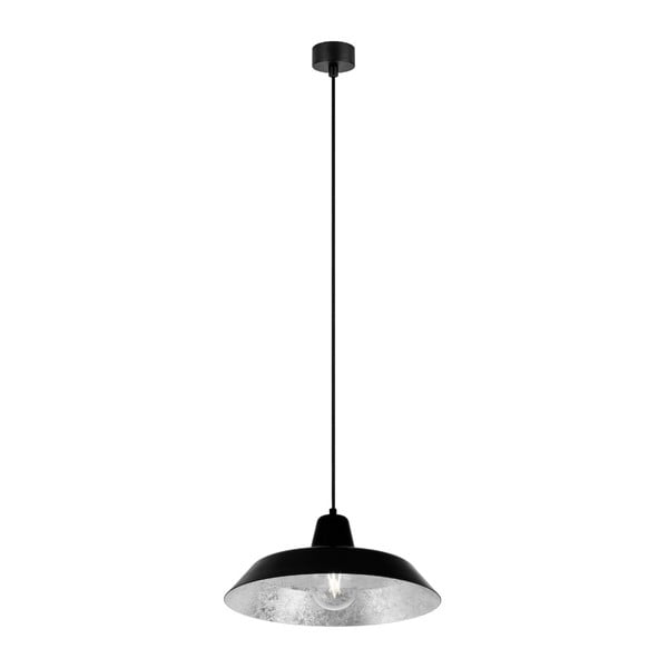Čierne stropné svietidlo s vnútrajškom v striebornej farbe Bulb Attack Cinco, ∅ 35 cm