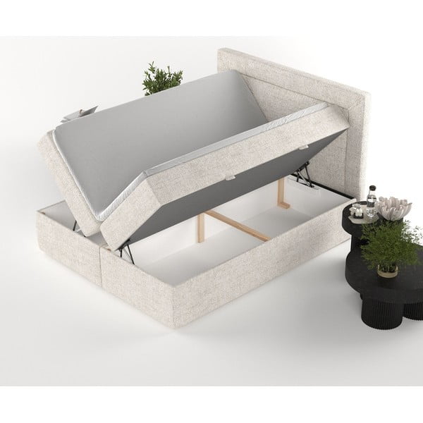 Krémovobiela boxspring posteľ s úložným priestorom 160x200 cm Imagine – Maison de Rêve-image-3