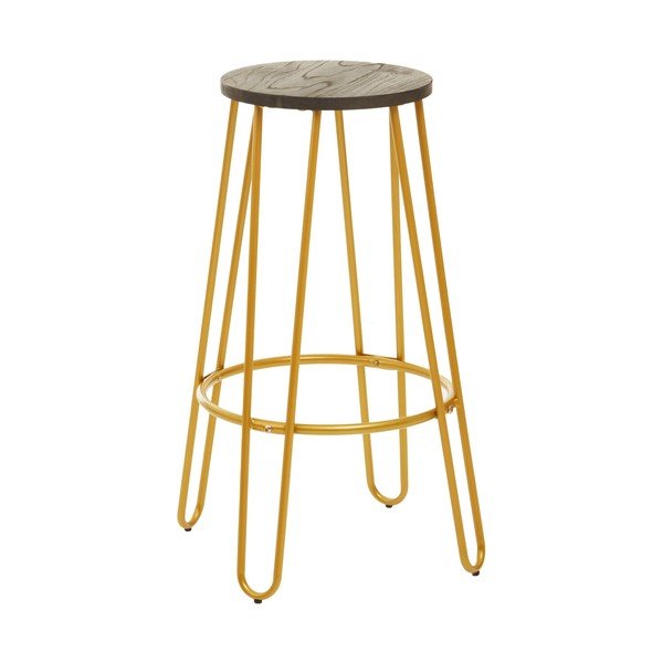 Barová stolička z brestového dreva v zlatej farbe/v prírodnej farbe (výška sedadla 75 cm) District – Premier Housewares