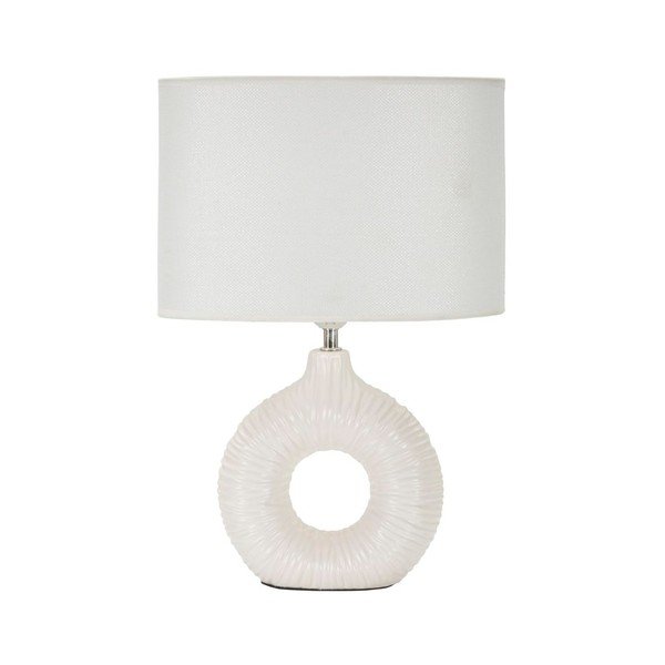 Biela keramická stolová lampa s textilným tienidlom (výška  43 cm) Seta – Mauro Ferretti
