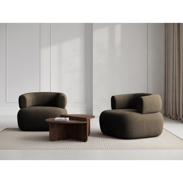 Hnedé kreslo z textílie bouclé Jenny – Micadoni Home-image-3