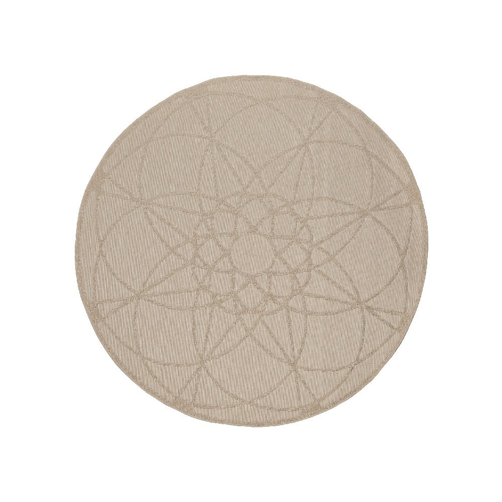 Béžový vonkajší koberec Floorita Tondo Ecru, ⌀ 194 cm