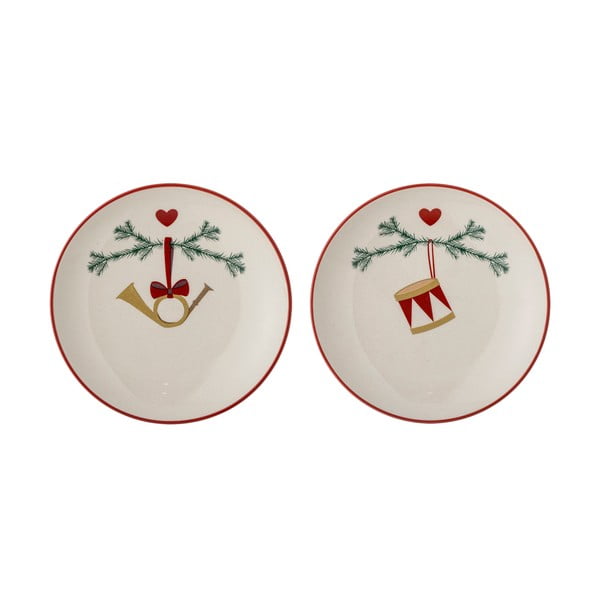 Biele dezertné taniere s vianočným motívom z kameniny v súprave 2 ks ø 16 cm Yule – Bloomingville
