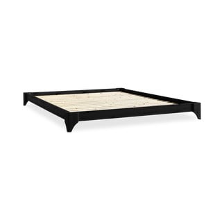 Čierna posteľ z borovicového dreva Karup Design Elan, 140 × 200 cm