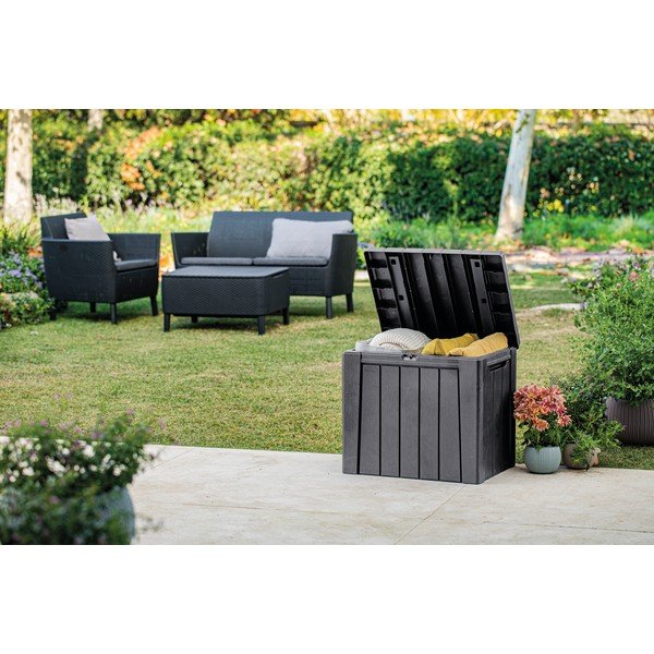 Tmavosivý plastový záhradný úložný box Urban – Keter-image-1