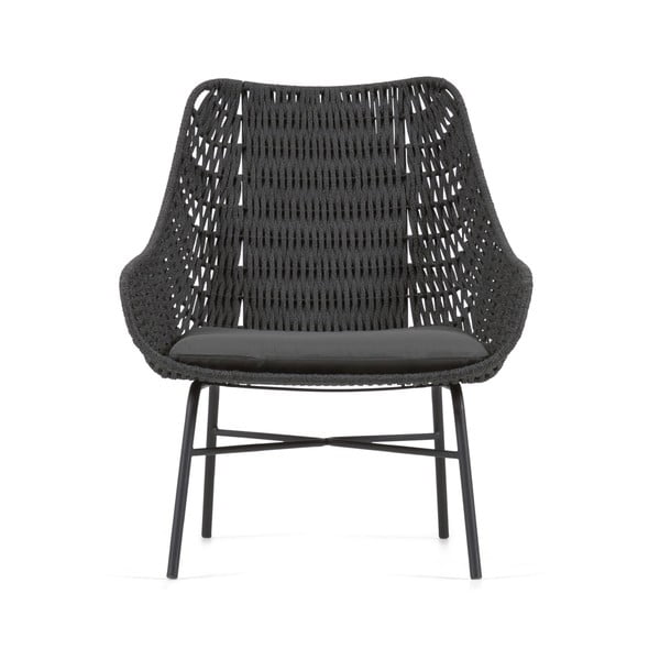 Čierne ručne pletené vonkajšie kreslo Kave Home Abeli-image-2