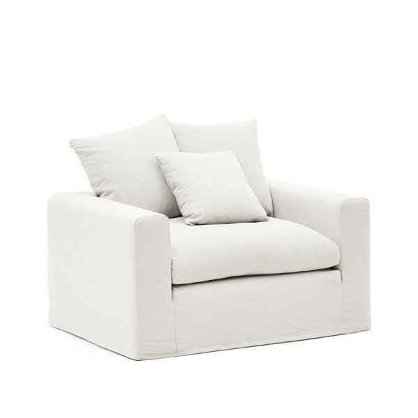 Biele ľanové kreslo Nora – Kave Home