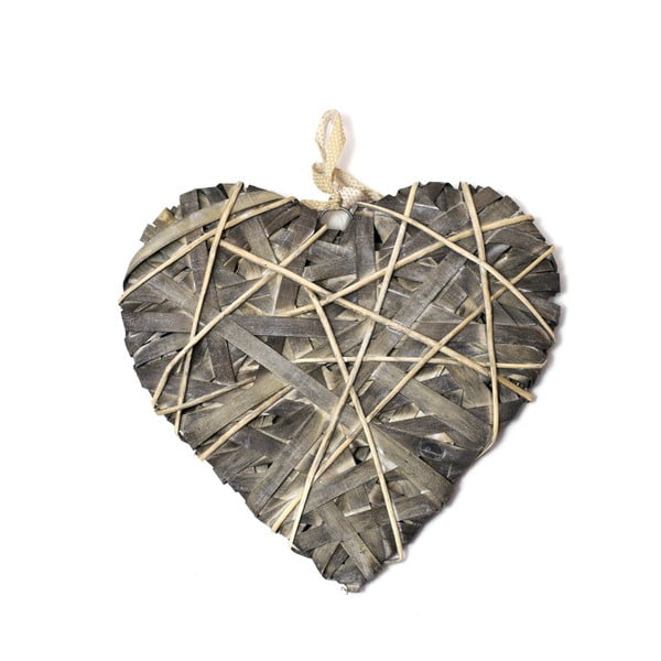 Sivá závesná dekorácia v tvare srdca Ego dekor, dĺžka 40 cm
