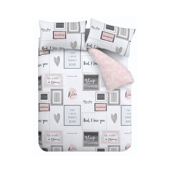 Biele/ružové obliečky na dvojlôžko/predĺžené 230x220 cm Sleep Dreams – Catherine Lansfield