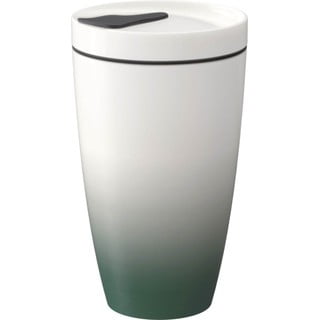 Zeleno-biely porcelánový termohrnček Villeroy & Boch Like To Go, 350 ml