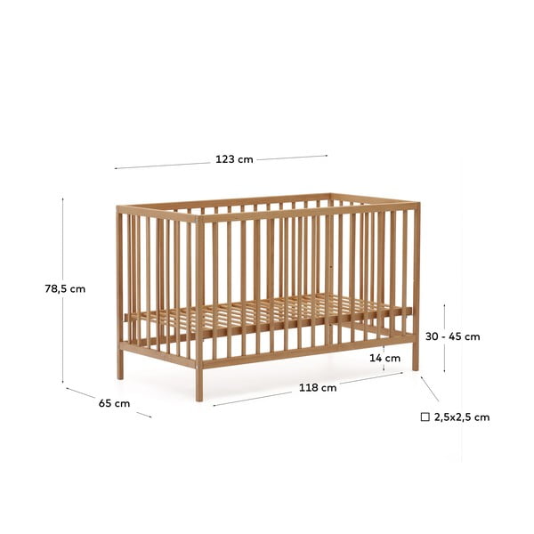 Postieľka z bukového dreva v prírodnej farbe 60x120 cm Shantal – Kave Home-image-4