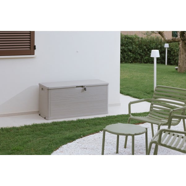 Svetlosivý plastový záhradný úložný box Woodys – Toomax-image-1