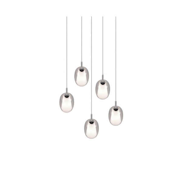 Závesné svietidlo so skleneným tienidlom ø 48 cm v striebornej farbe Barret – Trio Select-image-4