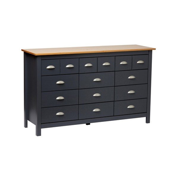 Antracitovosivá komoda z masívneho borovicového dreva s 12 zásuvkami Marckeric Jade-image-2