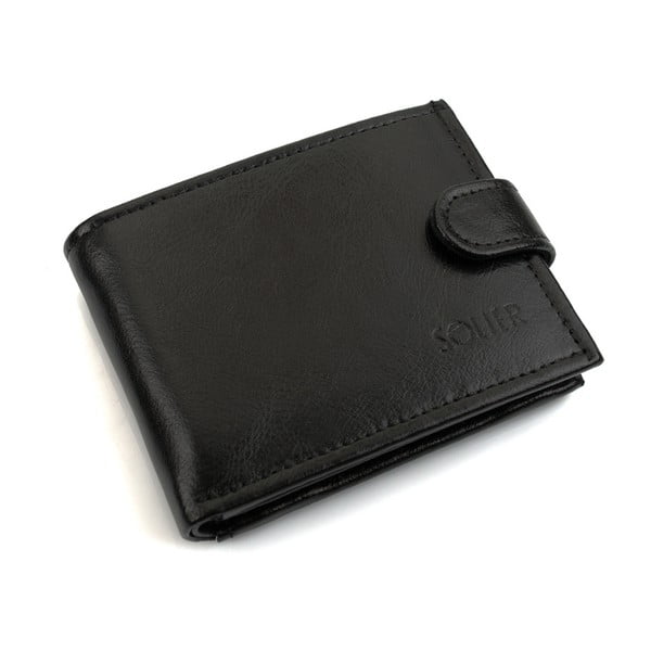 Pánska kožená peňaženka SW03 s patentom, čierna