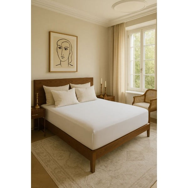 Biela napínacia plachta z bavlny Renforcé 200x140 cm Ranforce – Mila Home Luxury-image-1