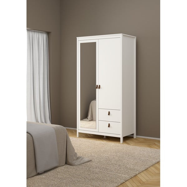 Biela šatníková skriňa so zrkadlom 102x199x58 cm Madrid – Tvilum-image-1