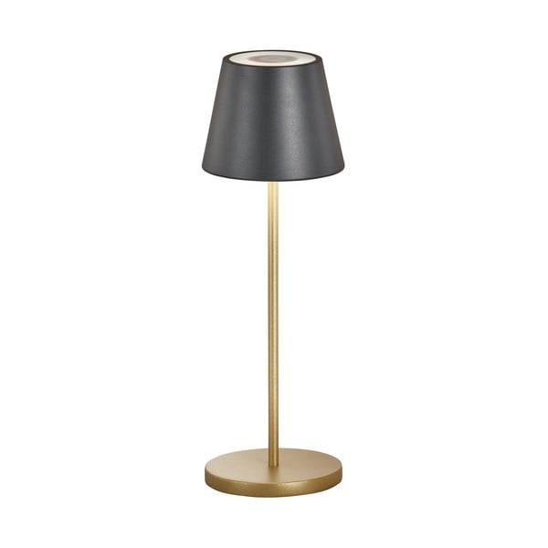 LED stolová lampa s kovovým tienidlom v čierno-zlatej farbe (výška 34 cm) Cosenza – Fischer &amp; Honsel