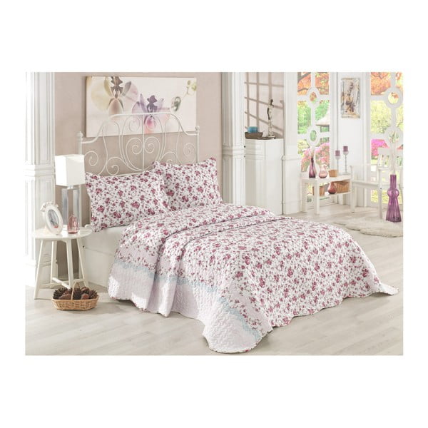 Set plédu cez posteľ a 2 obliečok na vankúš Senturo Melissa, 250 × 260 cm