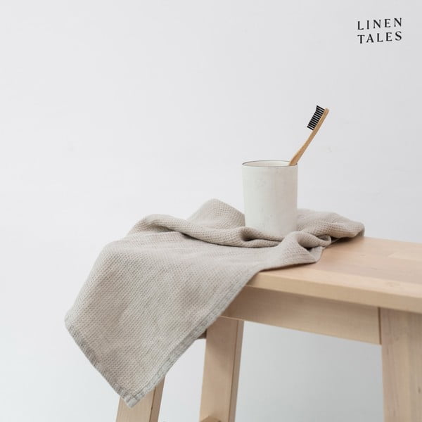 Vafľová ľanová osuška v prírodnej farbe 75x125 cm Natural Fine Waffle – Linen Tales-image-1