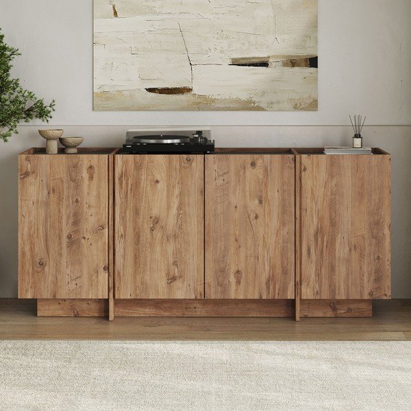 Komoda v dekore borovice s otvorom pre káble v prírodnej farbe 180x80x45 cm Dorma – Kalune Design-image-1