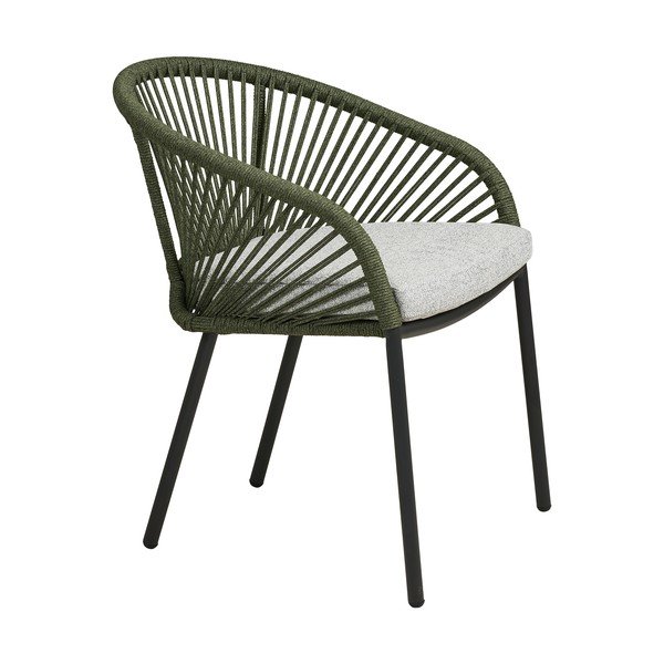 Zelená kovová/polstrovaná záhradná stolička Novella – House Nordic-image-3