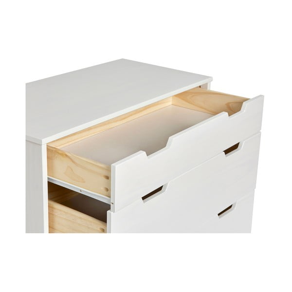 Biela komoda z masívneho borovicového dreva Marckeric Baku, šírka 80 cm-image-4