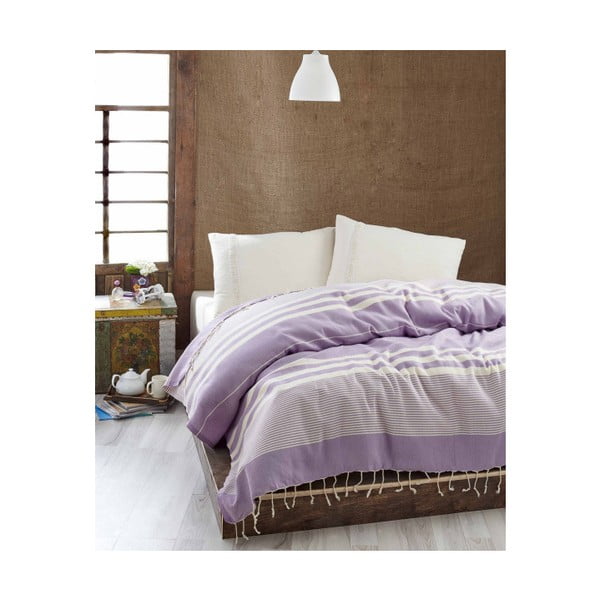 Ľahká prikrývka cez posteľ Hereke Lilac, 200x235 cm