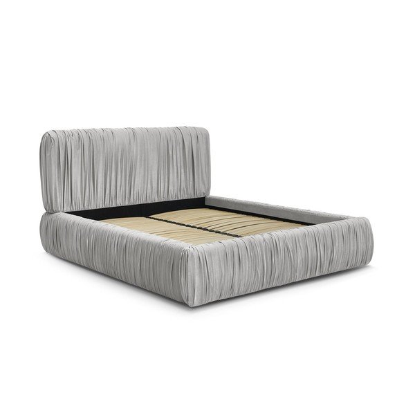 Sivá čalúnená dvojlôžková posteľ s úložným priestorom s roštom 160x200 cm Blair – Bobochic Paris