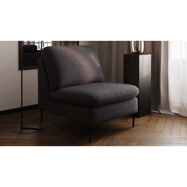 Čierne kreslo z textílie buklé Moilo – MESONICA-image-3