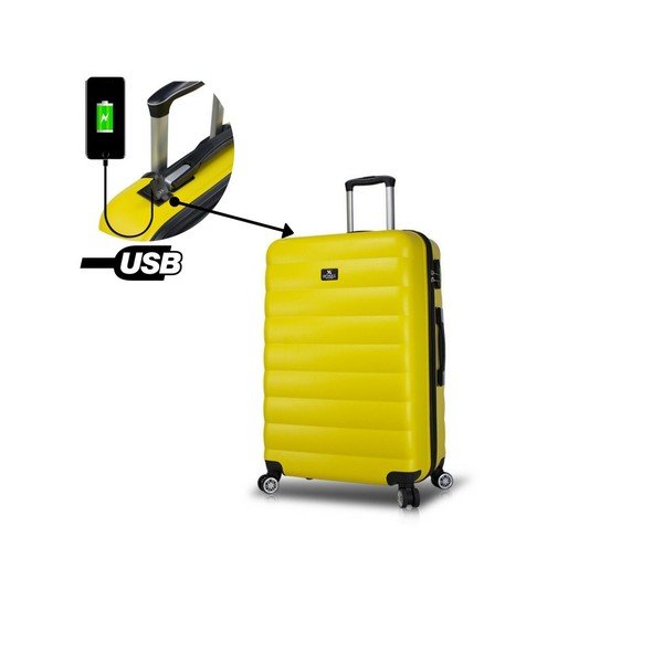 Žltý cestovný kufor na kolieskach s USB portom My Valice COLORS RESSNO Large Suitcase-image-2