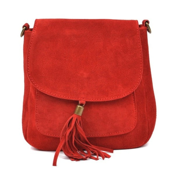 Červená kožená kabelka Anna Luchini Kaello