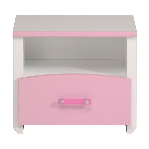 Ružovo-biely nočný stolík so zásuvkou Parisot Amabelle