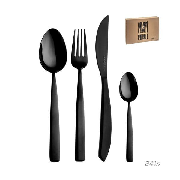 Čierny antikoro príbor 24 ks Black Luxure - Orion-image-2
