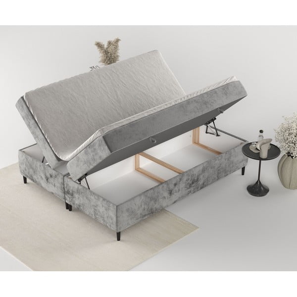 Tmavosivá boxspring posteľ s úložným priestorom 180x200 cm Araya – Maison de Rêve-image-4
