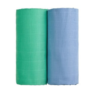 Súprava 2 bavlnených osušiek v zelenej a modrej farbe T-TOMI Tetra, 90 x 100 cm